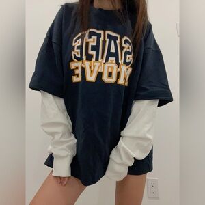 Zara Navy blue oversized long sleeve shirt